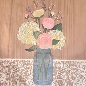 Creative Converting Floral Mason Jar Plastic Table Cover 54x102 inch disposable